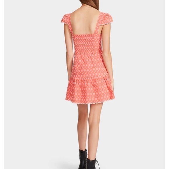 NWT Betsey Johnson - DITSY EYELET BUSTIER MINI DRESS PINK size L - Picture 4 of 5